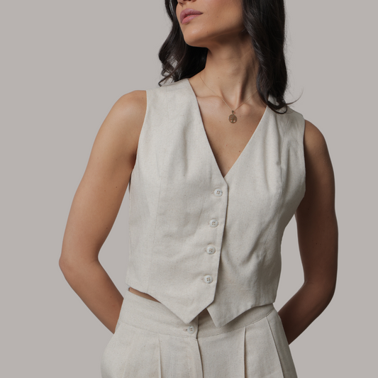 Linen sleeveless waistcoat